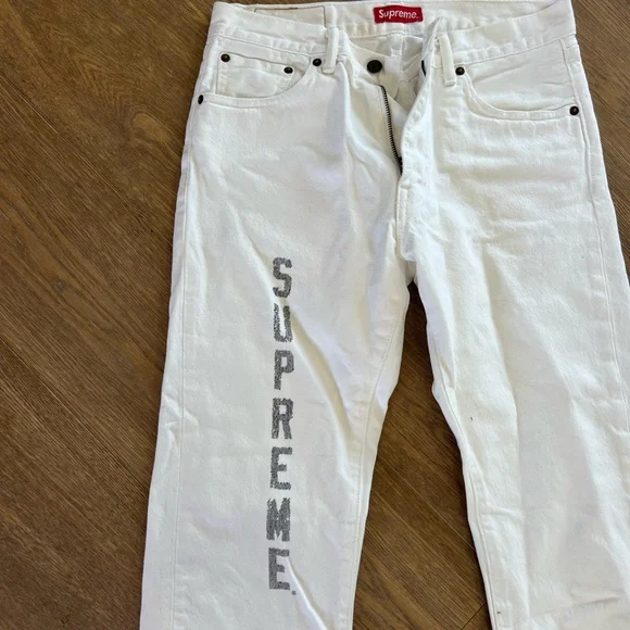 Supreme | Jeans | Supreme X Levi White Jeans | Poshmark